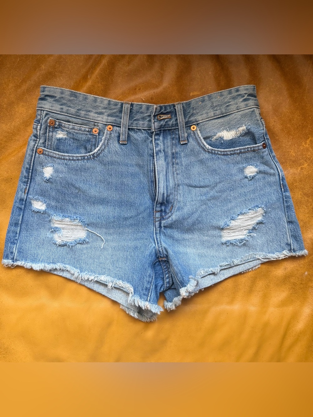 Madewell Relaxed Distressed High Rise Denim Shorts Size 25
